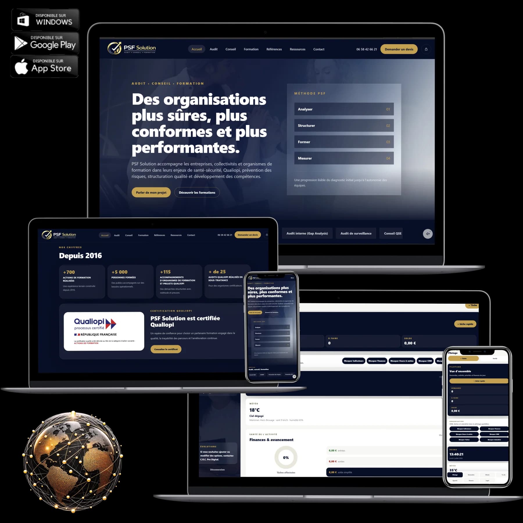 Présentation du site PSF Solution, audit, conseil et formation