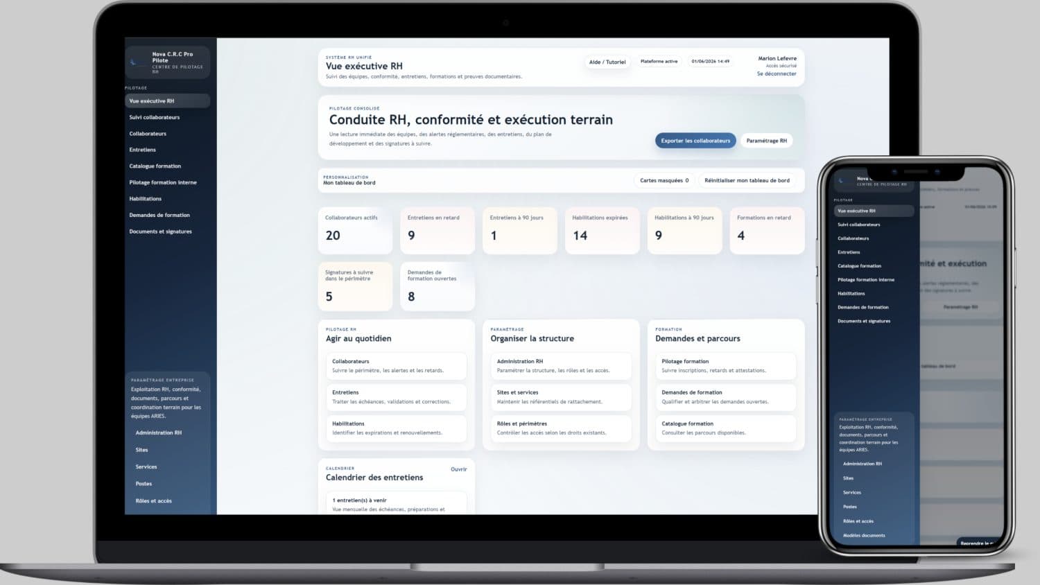 Tableau de bord Nova RH pour piloter les équipes