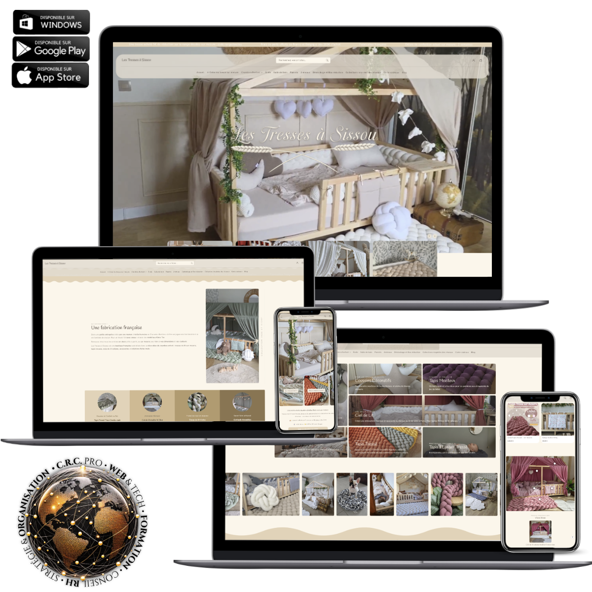 Présentation du site e-commerce Les Tresses à Sissou avec configurateur de produits sur mesure